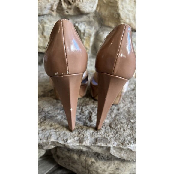 SERGIO ROSSI Gold Leather Satin Peep Toe Platform Stiletto Pumps High 38 Or 7.5 - Picture 10 of 10